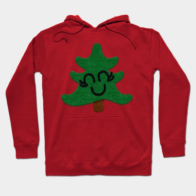 Smiling Cute Felt Look Christmas Trees | Cute Stickers by Cherie(c)2021 Hoodie by CheriesArt